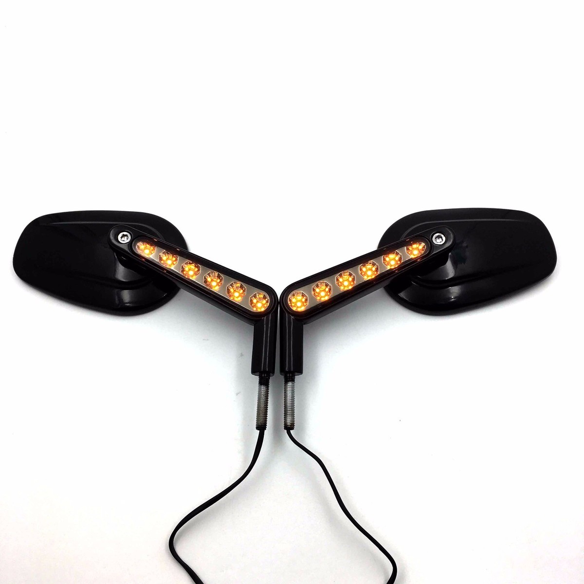 Motorcycle Chrome Rear View Mirror LED Light For Harley Electra Street Glide Tri