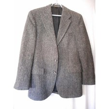 Vintage Harris Tweed Blazer Sport Coat Jacket Grey herringbone union label