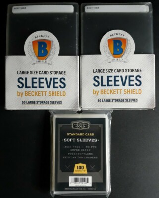 100 BECKETT SHIELD Large Semi Rigid & 100 Soft Sleeves BGS PSA SUBS CARD GRADING