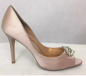blush satin pumps