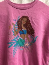 DISNEY'S LIL MERMAID PINK RUFFLE SLEEVE GRAPHIC PULLOVER SWEATSHIRT GIRLS SZ M-8