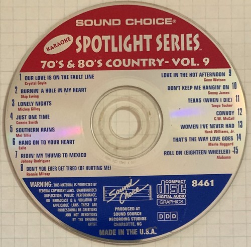 SOUND CHOICE SPOTLIGHT - 70'S & 80'S COUNTRY - VOL 9 - SC8461 - RONNIE MILSAP +