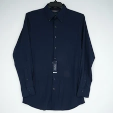Cremieux Men's Long-Sleeve Shirt 15.5"-34" SLIM FIT NAVY BLUE Non-Iron NWT