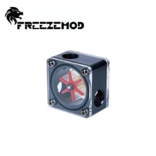 FreezeMod G1/4 Thread 3 WAY Splitters Indicator Flow Meter Water Cooling Black