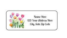 30 Tulips PERSONALIZED RETURN ADDRESS LABELS 1 in X 2 5/8 GLOSSY