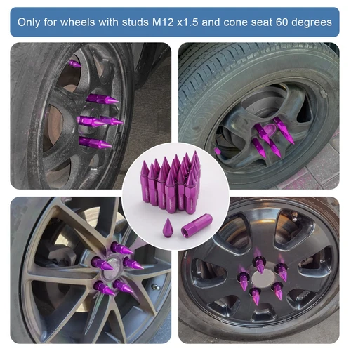 Cap Spiked Racing Wheel Lug Nuts 20PCS M12 x 1.5mm 60mm Arrow Style New - Picture 33 of 66