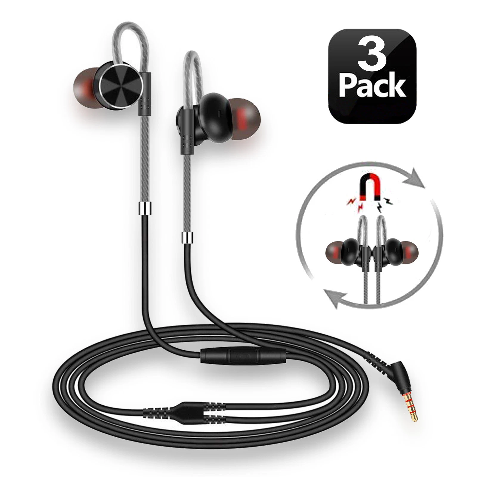 3x Pack Supreme Quality Earphones/Headphones/Soft Earbuds with Stereo Mic&Remote