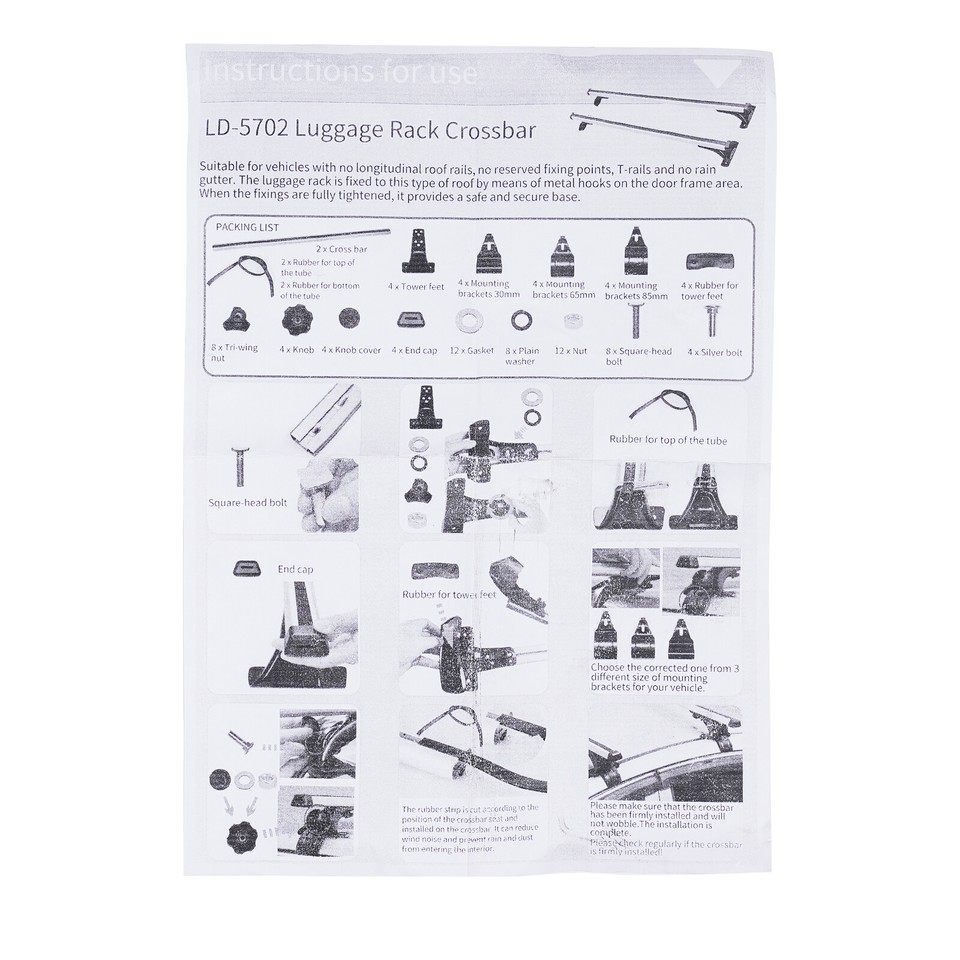 Universal 48" Car Top Roof Cross Bar Luggage Cargo Carrier Rack w/ 3