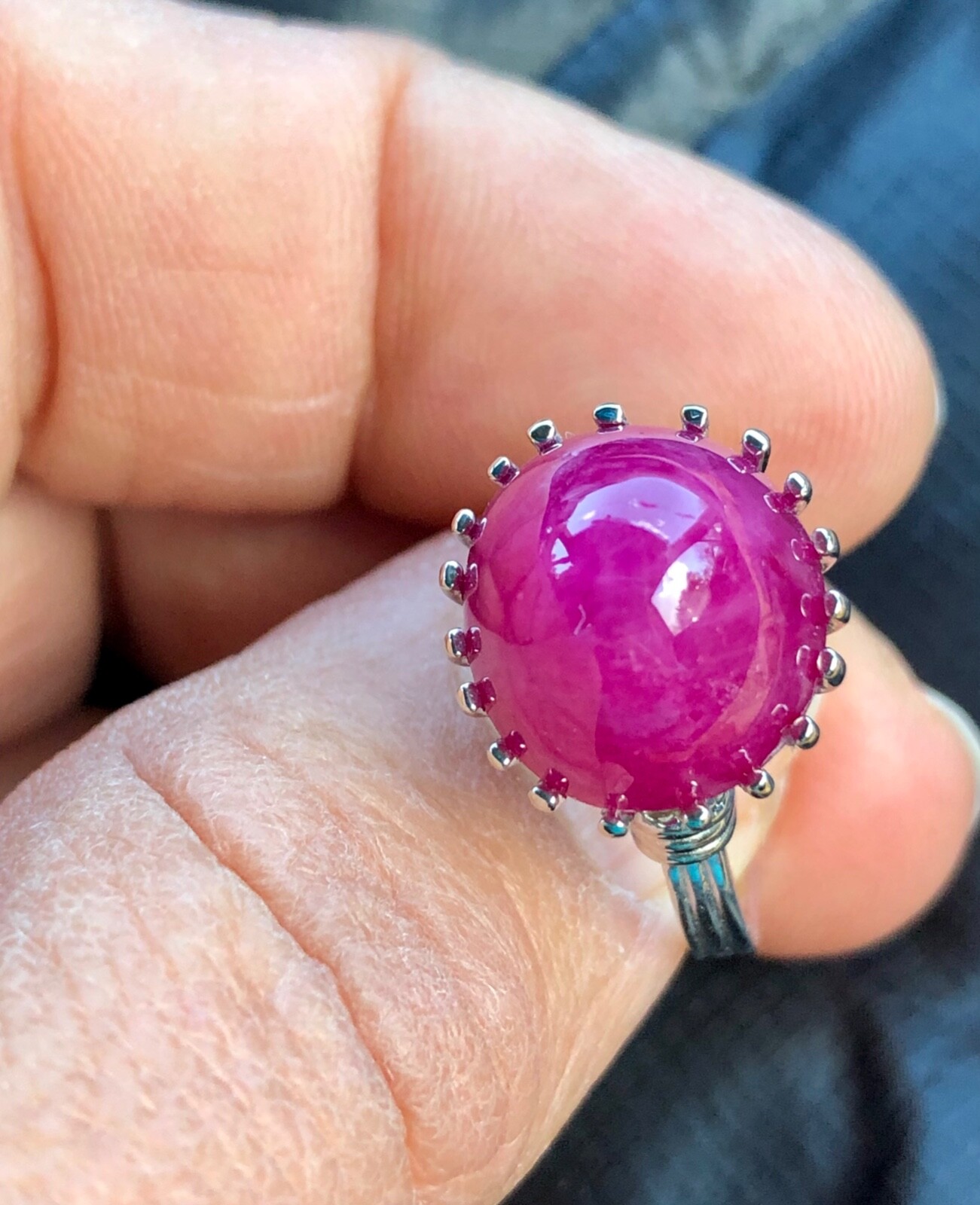 Burma Ruby White Gold Solitaire Ring 14 White Gold - image 2