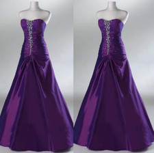 Purple Satin Gothic Wedding Dresses Full Length Sweetheart Ruching Bridal Gowns