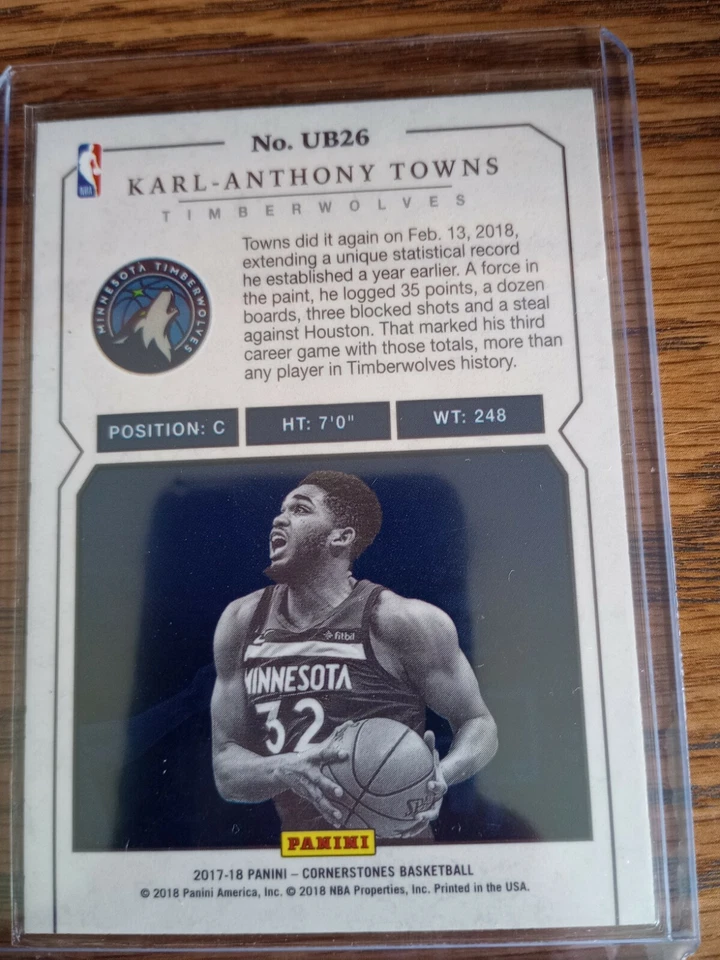 2017-18 Panini Cornerstones Unbreakables Karl-Anthony Towns #UB26 - Image 2 of 2
