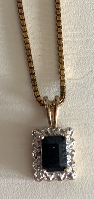 New Belk Silverworks Sterling Silver W/Gold Overlay & 925 CZ Faux Onyx Necklace