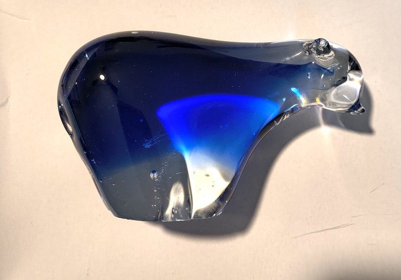 Art Glass Blue Polar Bear Figurine Paperweight Decor Decoration