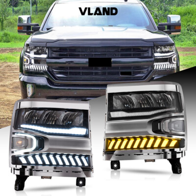 For 2016-2018 Chevy Silverado 1500 Full LED Headlights Fit Stock HID/Xenon A Set