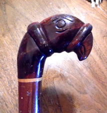 HAND CARVED WOODEN EAGLES HEAD CANE 33" LONG