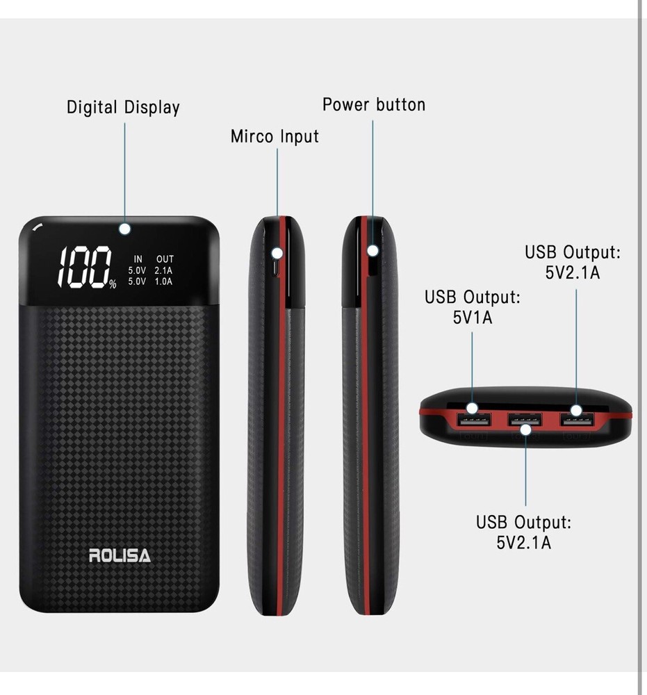 24000mAh Power Bank Portable Charger with Smart LED High Capacity Fast Charging  