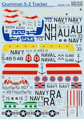 Print Scale 72-104 Decal for Grumman S-2 Tracker 1/72 scale