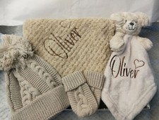 Personalised Embroidered Super Waffle Wrap or Gift Set New Born Baby Gifts