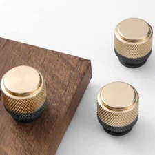 12 Pack 1 Inch Cabinet Knob Gold And Grey Knurled Knob For Drawer Knob Cupboard 