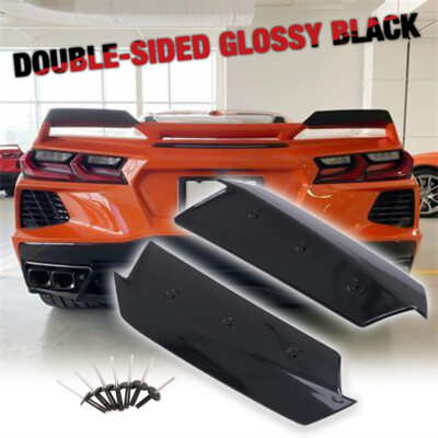 Rear Spoiler Wing Wickers For Corvette C8 Z51 2020-25 Double-Sided Carbon Flash