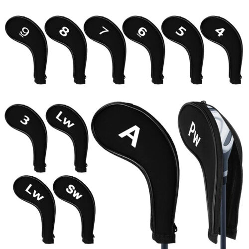 12Pcs Neoprene Zippered Golf Iron Club Head Covers with Number Print & Long Neck