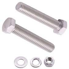 8 Sets 3/8"-16 x 1 Hex Bolt with Hex Nut Flat Washers SAE and Lock Washers Ha...