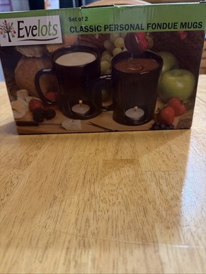 Brand New Evelots Classic Personal Fondue Mugs With 4 Forks
