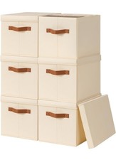Storage Bins with Lids - Fabric Storage Baskets for Shelves, 6 Pack Foldable...