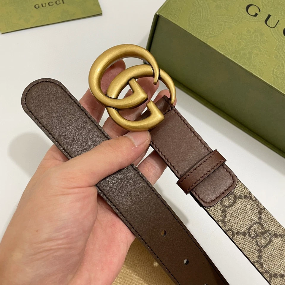 Authentic Gucci GG Marmont Canvas Women’s Brown Leather Belt - Image 3 of 4