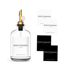 WASHEE Mouthwash Dispenser for Bathroom - Glass Mouthwash Container 12.7 oz w...