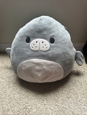 Soft Gray Seal Plush Stuffed Animal   Round Cuddle Toy Clean  Gently Used