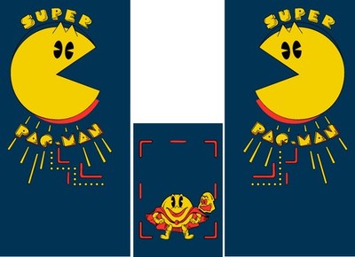 Super Pac Man Arcade Side Art 3 Piece Set Laminated High Quality