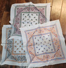 3 Bandana 100 Cotton Made India Paisley New Different Color hankie Boho