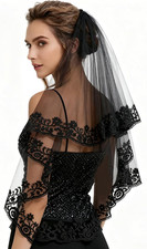 Lace Wedding Veil 2 Tiers Embroidered Floral Edge Bridal Veil