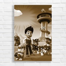 Paw Patrol Squad Adventure Sepia Canvas Print Large Picture Wall Art