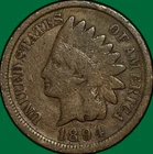 1894 Indian Head Cent Very Good VG Coin, Issues #34737