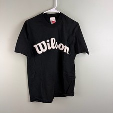 Vintage Wilson Heavyweight T Shirt Size M Black Short Sleeve Made in USA Cotton