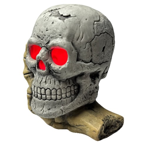 Rare Vintage Brinn’s Ceramic Skull Halloween With Light W/Hand New - Bild 2 von 4