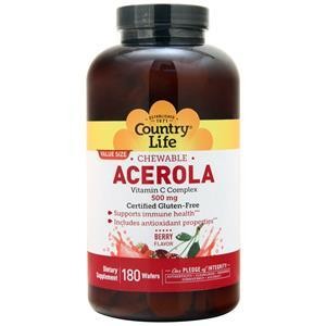 Country Life Chewable Acerola - Vitamin C Complex (500mg) Berry 180 wafrs