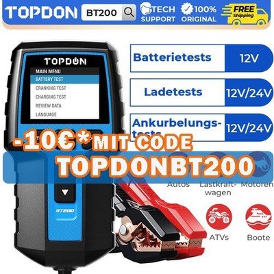  TOPDON BT200 12V Auto Batterietester digital Akku Testgerät Batterietestgerät 