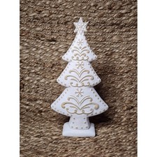NEW 11.75" BROWN WHITE Frosted Gingerbread Christmas Tree Tabletop Holiday Decor