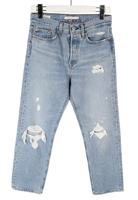 Levi's Premium Big E Wedgie Straight Jeans Damen W27/L26 Distressed Knopf Fly