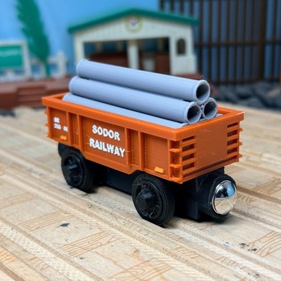 Wooden Railway Gondola Train with Cargo Custom Made for Thomas Train