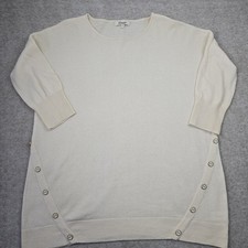 Somerset by Alice Temperley Cream Merino Cashmere Jumper Size M Side Buttons
