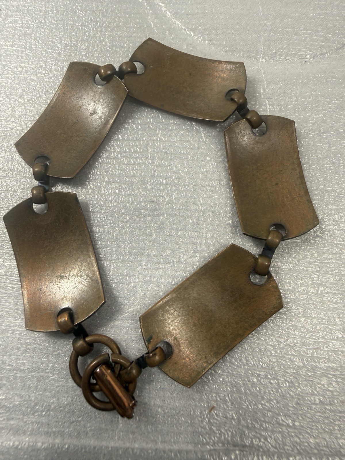Vtg Solid Copper Stamped Rectangular Panel Link B… - image 6
