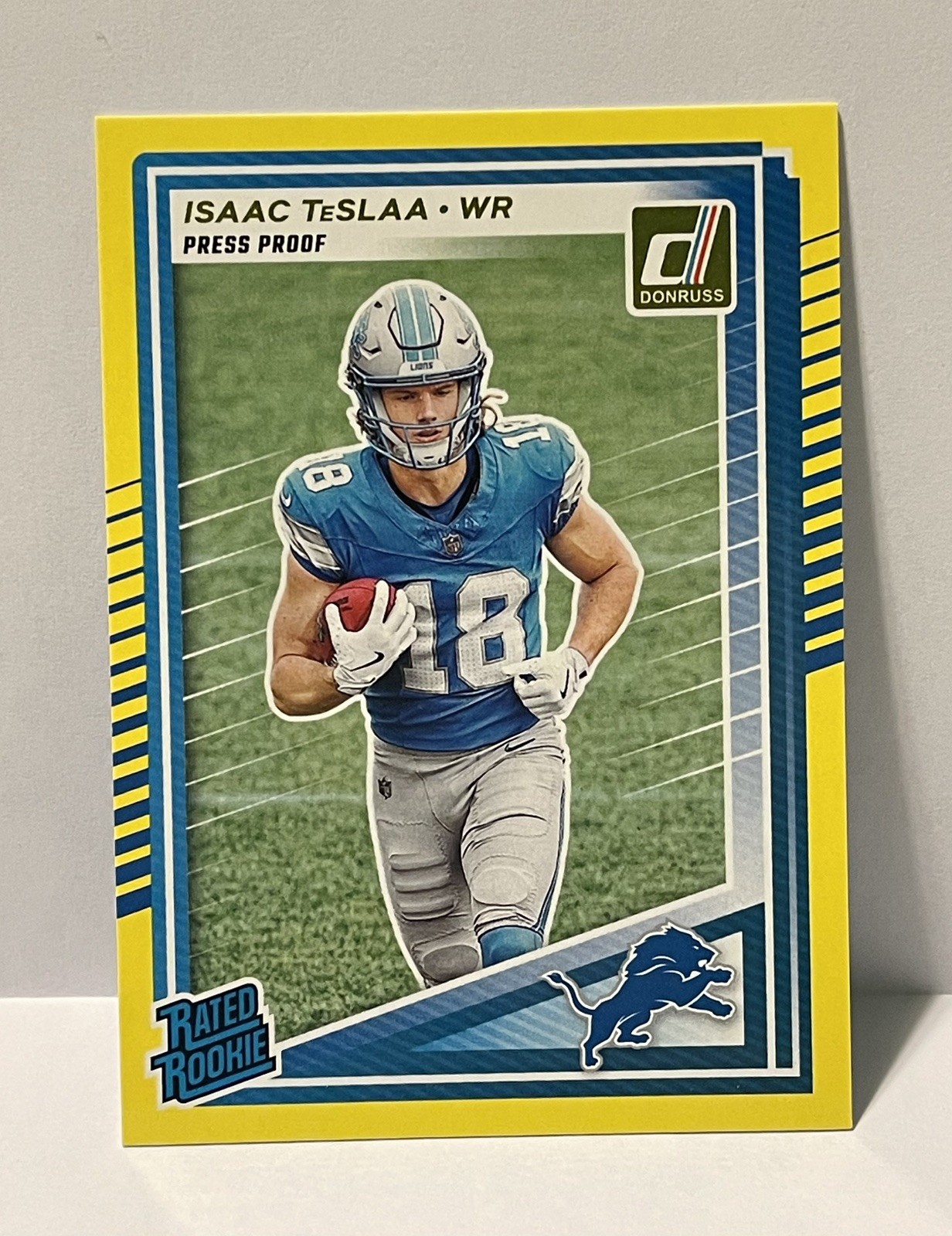 2025 Donruss Football #338 Isaac Teslaa, Rated Rookie Yellow Press Proof