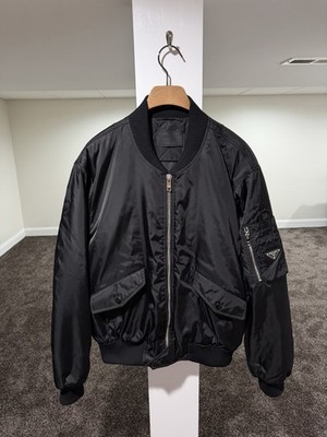 Prada Re-Nylon Triangle Logo Black Bomber Jacket | eBay