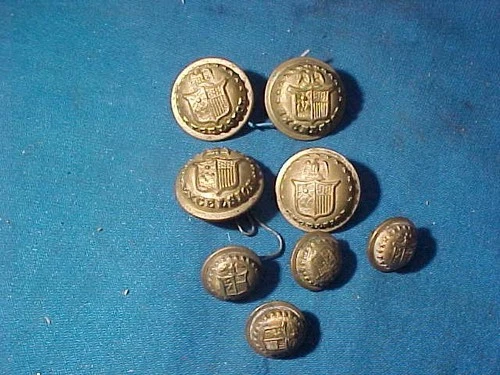 8 Orig CIVIL WAR Brass NY State MILITIA UNIFORM BUTTONS Exceslsior