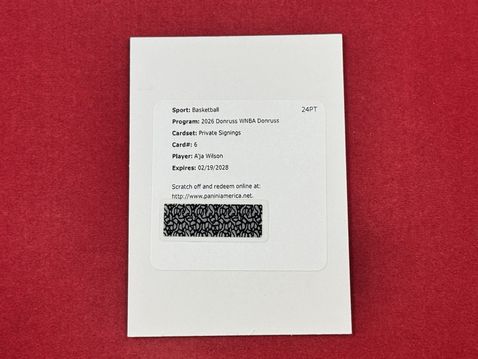 2026 Panini Donruss WNBA A'ja Wilson #6 Private Signings Redemption Auto Aces