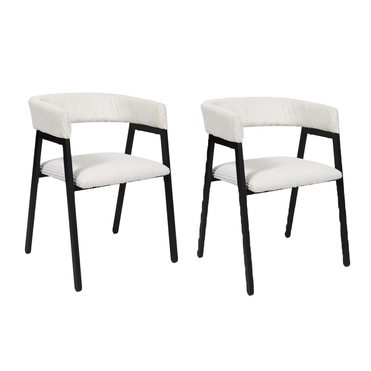 Chaise côtelée beige Scott 71cm lot de 2 fauteuil table haute salon